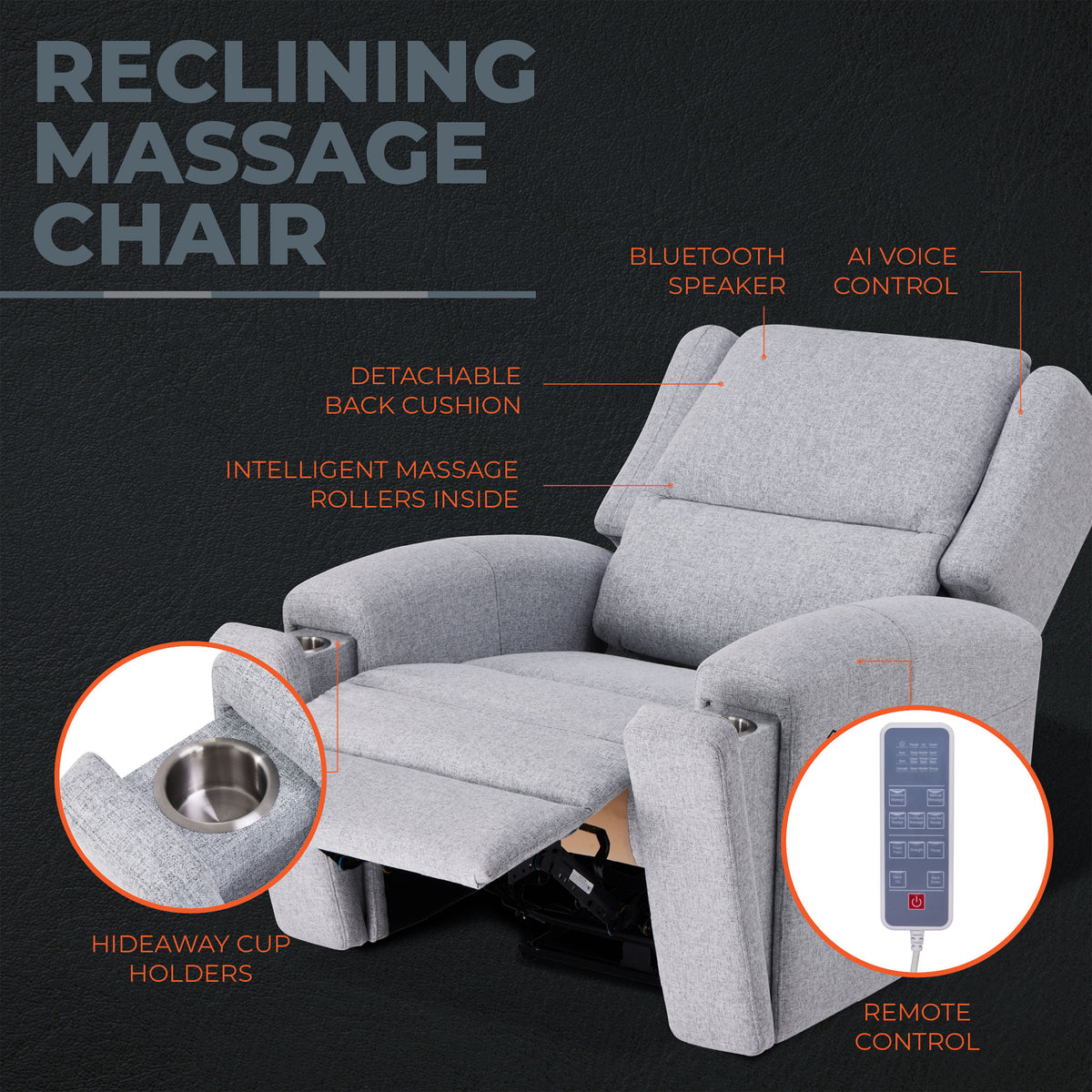 Lifesmart G4 Reclining Massage Chair Comfy Living Room Recliner with Cup Holders - VMInnovations