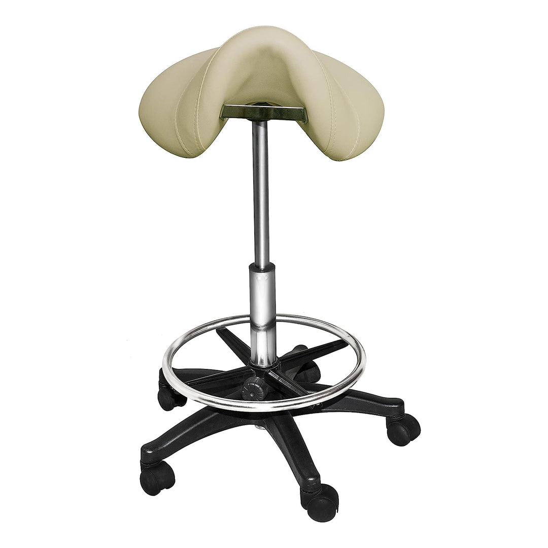 PureSana Chromium Professional James Full Rotational Saddle Cutting Stool, Tan