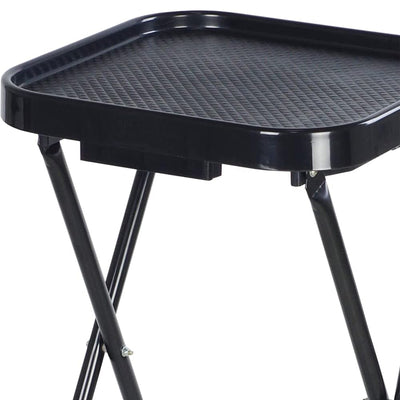 PureSana Chromium Professional Foldaway Salon Service Tray with Wheels, Black - VMInnovations