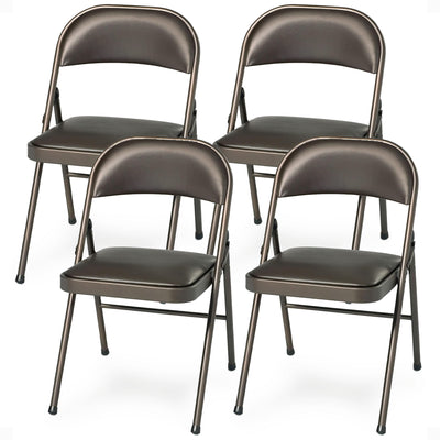 MECO Sudden Comfort Deluxe Cinnabar Vinyl Seat Padded Folding Chair, (Set of 4)