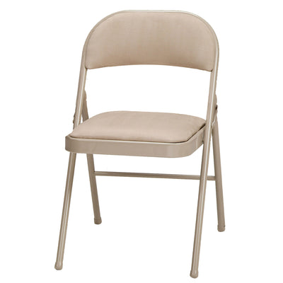 MECO Sudden Comfort Deluxe Sand Fabric Padded Folding Chair, Buff (Set of 4) - VMInnovations