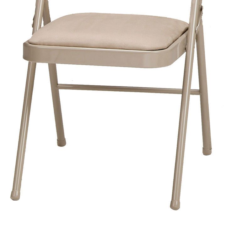 MECO Sudden Comfort Sand Fabric Padded Folding Chair, Buff (Set of 4) (Open Box)