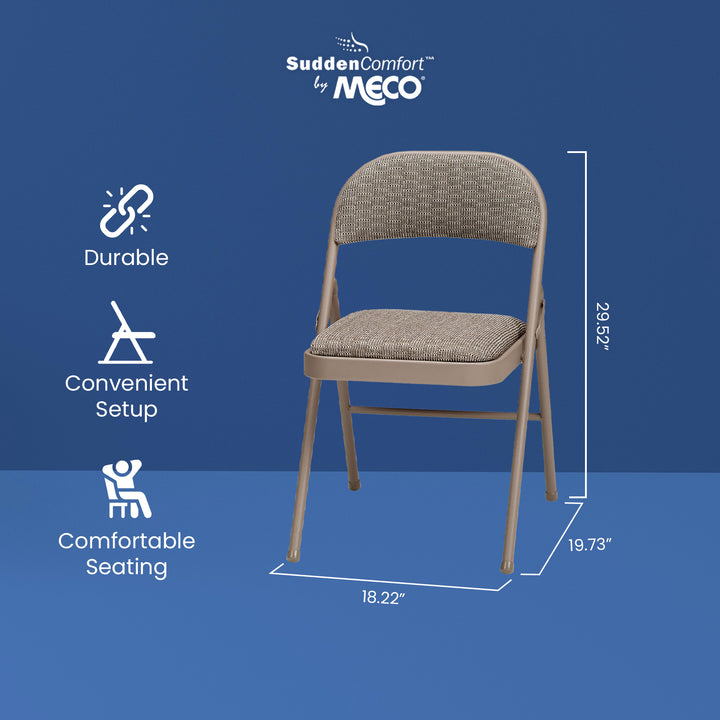 MECO Sudden Comfort Deluxe Courtyard Fabric Padded Folding Chair, (Set of 4)