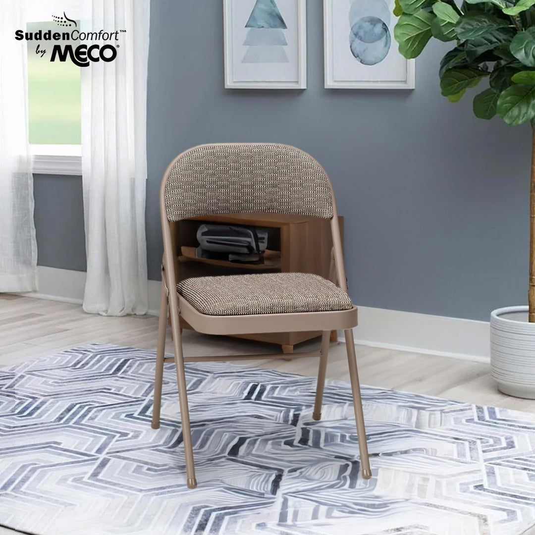 MECO Sudden Comfort Deluxe Courtyard Fabric Padded Folding Chair, (Set of 4)