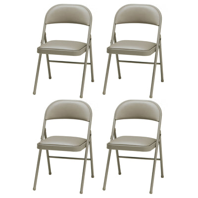 MECO Sudden Comfort Deluxe Chicory Lace Vinyl Padded Folding Chair, (Set of 4)