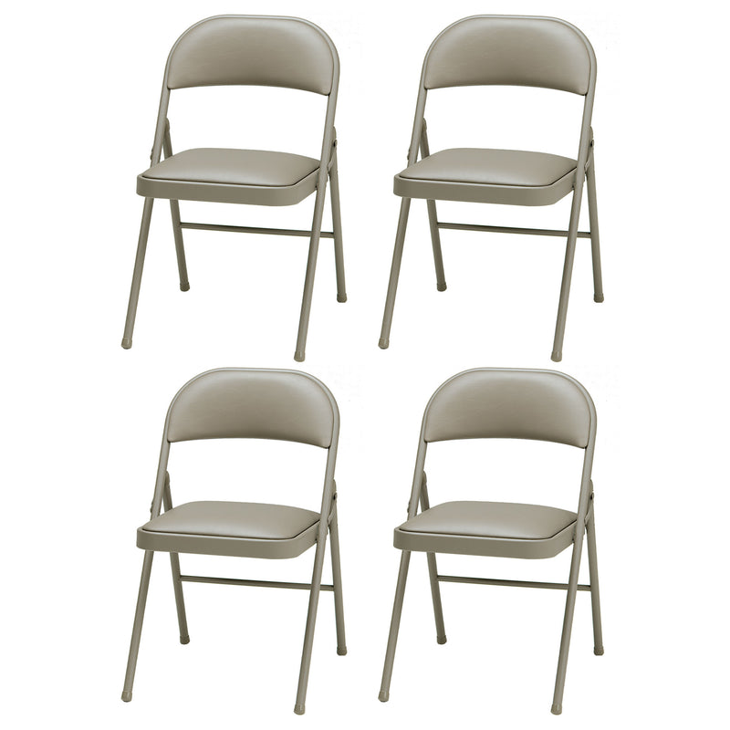 MECO Sudden Comfort Deluxe Chicory Lace Vinyl Padded Folding Chair, (Set of 4)