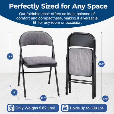 MECO Sudden Comfort Deluxe Mist Fabric Padded Folding Chair, Black (4pc) (Used)