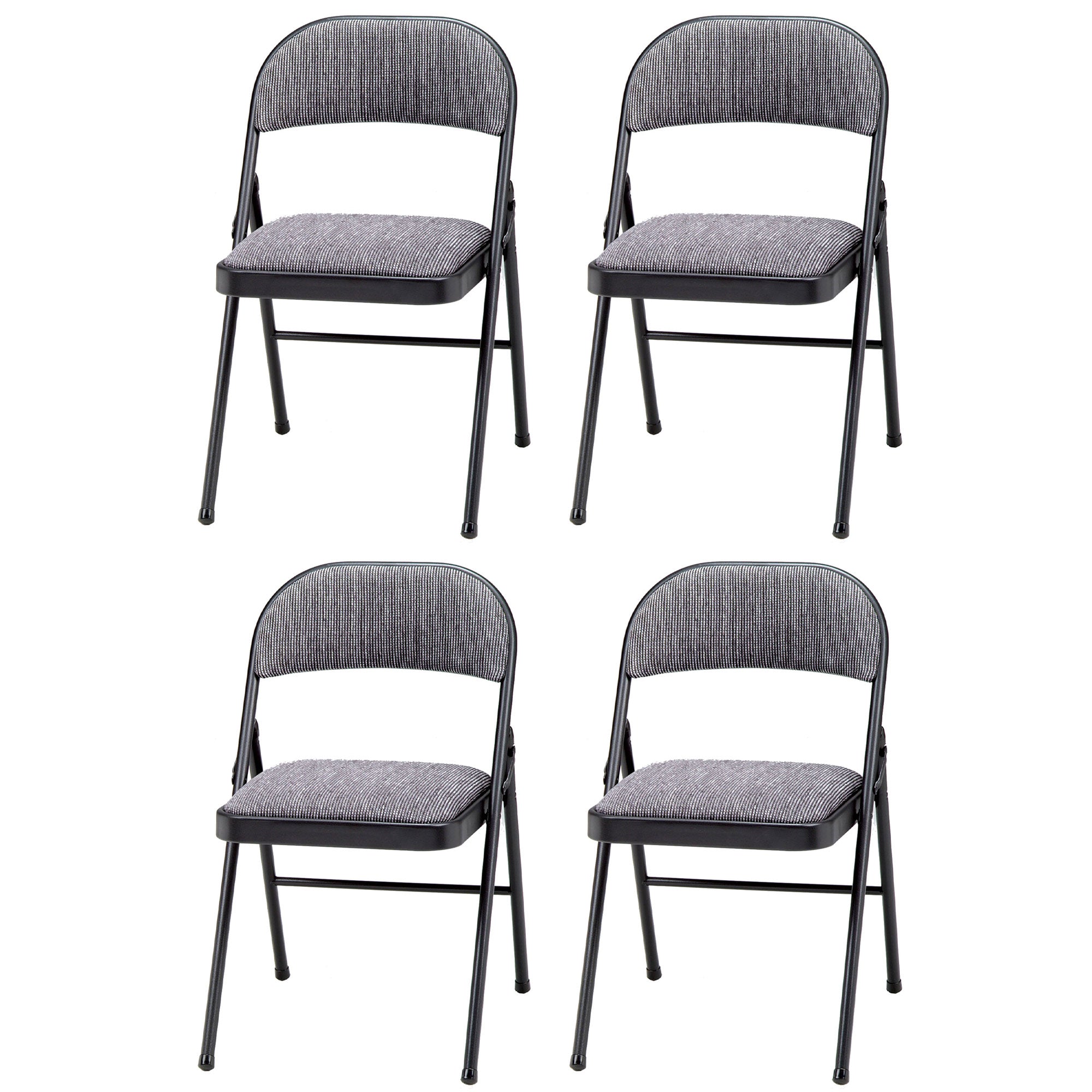 MECO Sudden Comfort Deluxe Mist Fabric Padded Folding Chair, Black (Set of 4) - VMInnovations