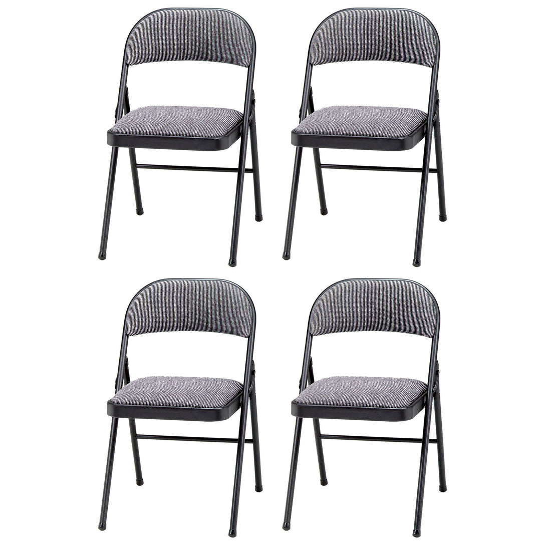 MECO Sudden Comfort Deluxe Mist Fabric Padded Folding Chair,Black(4Pk)(Open Box)