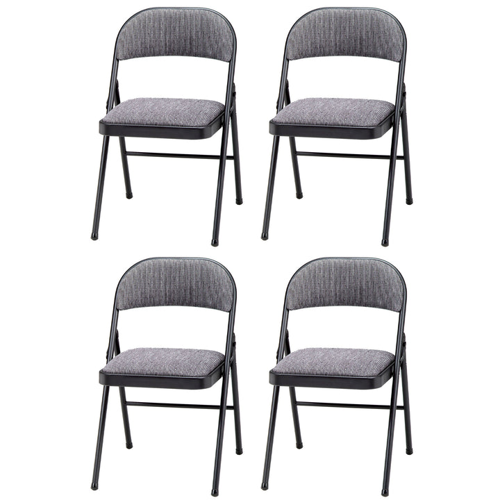 MECO Sudden Comfort Deluxe Mist Fabric Padded Folding Chair,Black(4Pk)(Open Box)