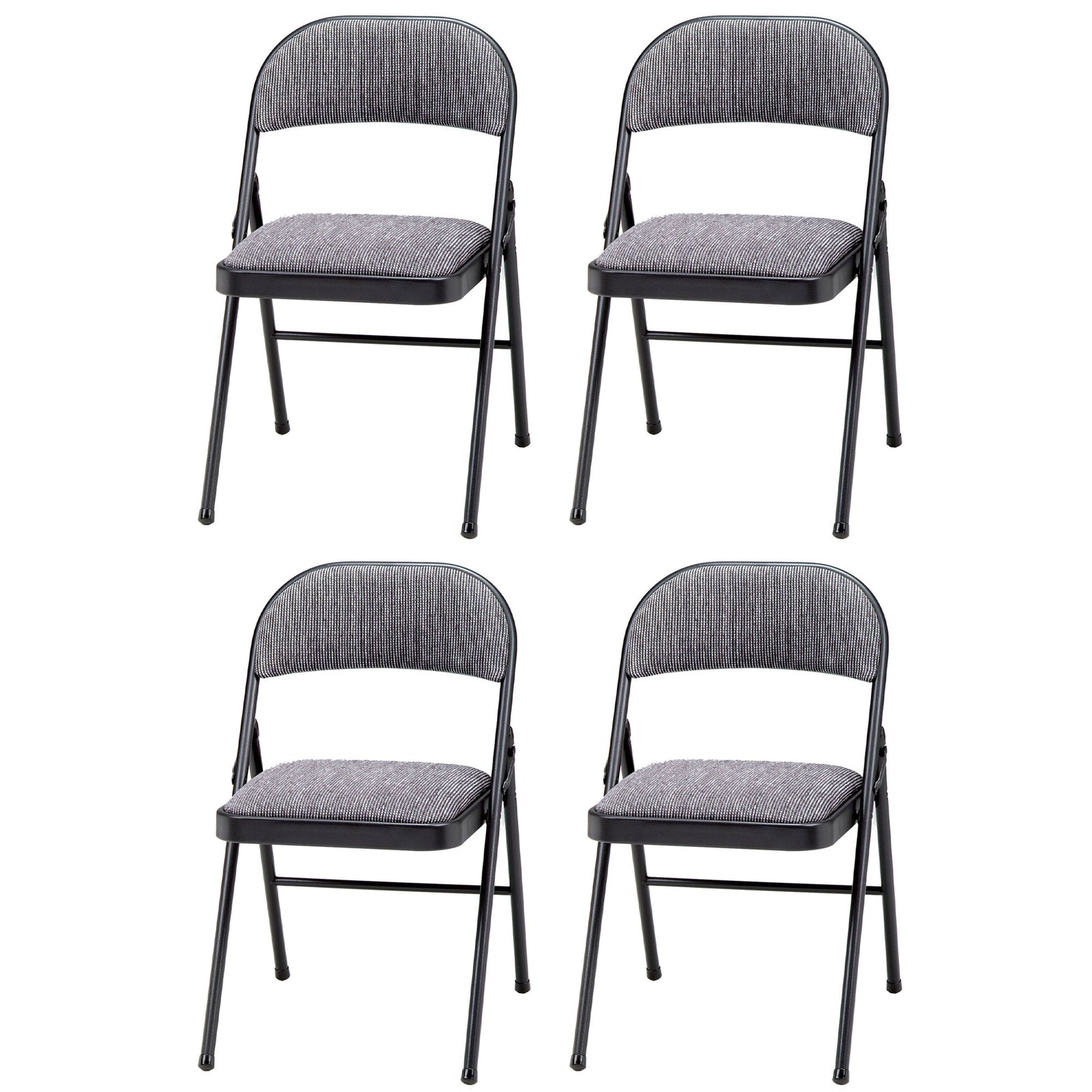 MECO Sudden Comfort Deluxe Mist Fabric Padded Folding Chair, Black (4pc) (Used) - VMInnovations