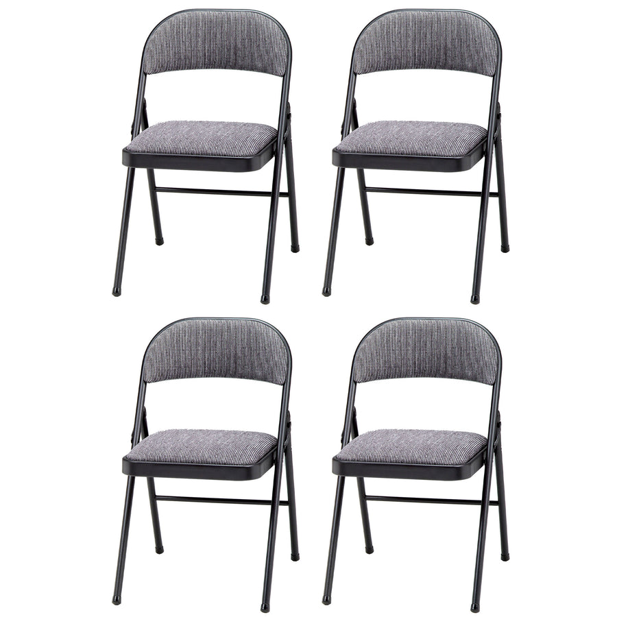 MECO Sudden Comfort Deluxe Mist Fabric Padded Folding Chair, Black (4pc) (Used) - VMInnovations