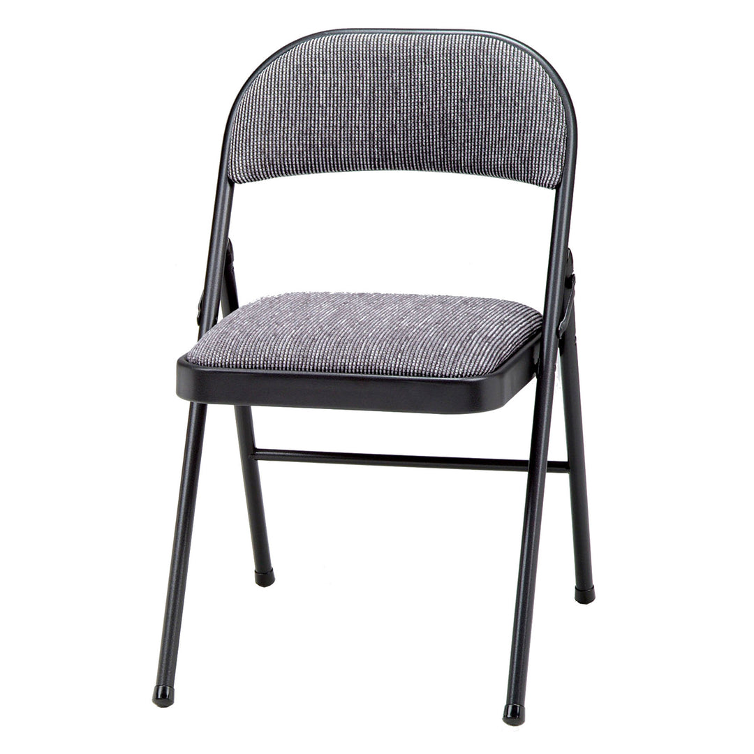 MECO Sudden Comfort Deluxe Mist Fabric Padded Folding Chair,Black(4Pk)(Open Box)