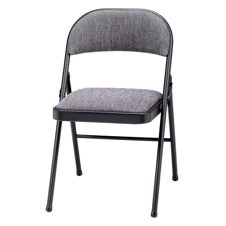 MECO Sudden Comfort Deluxe Mist Fabric Padded Folding Chair,Black(4Pk)(Open Box)