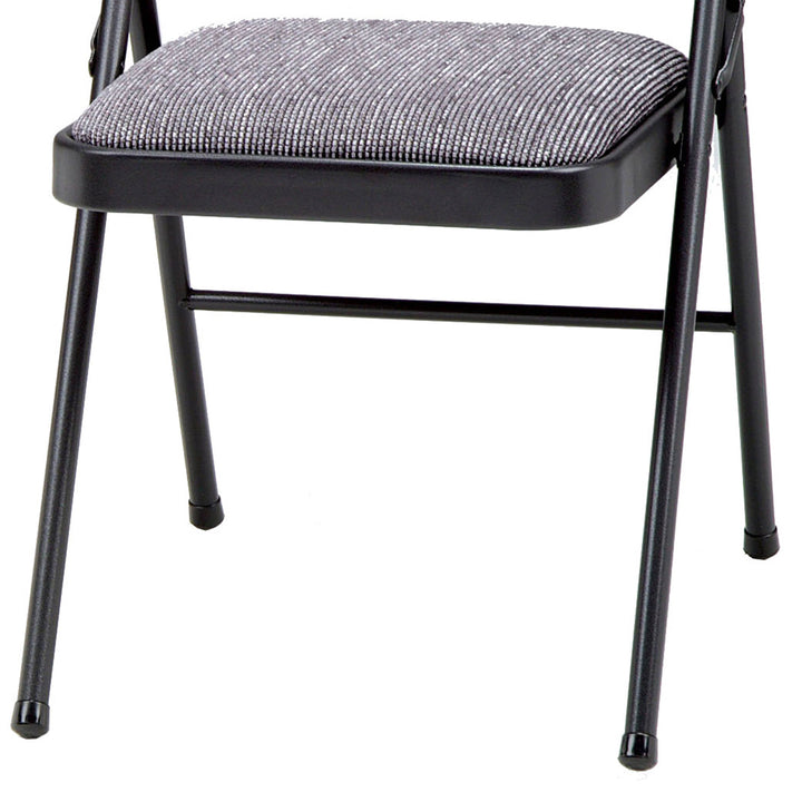 MECO Sudden Comfort Deluxe Mist Fabric Padded Folding Chair,Black(4Pk)(Open Box)