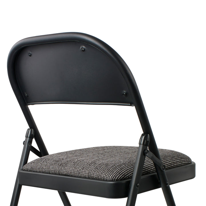 MECO Sudden Comfort Deluxe Mist Fabric Padded Folding Chair,Black(4Pk)(Open Box)