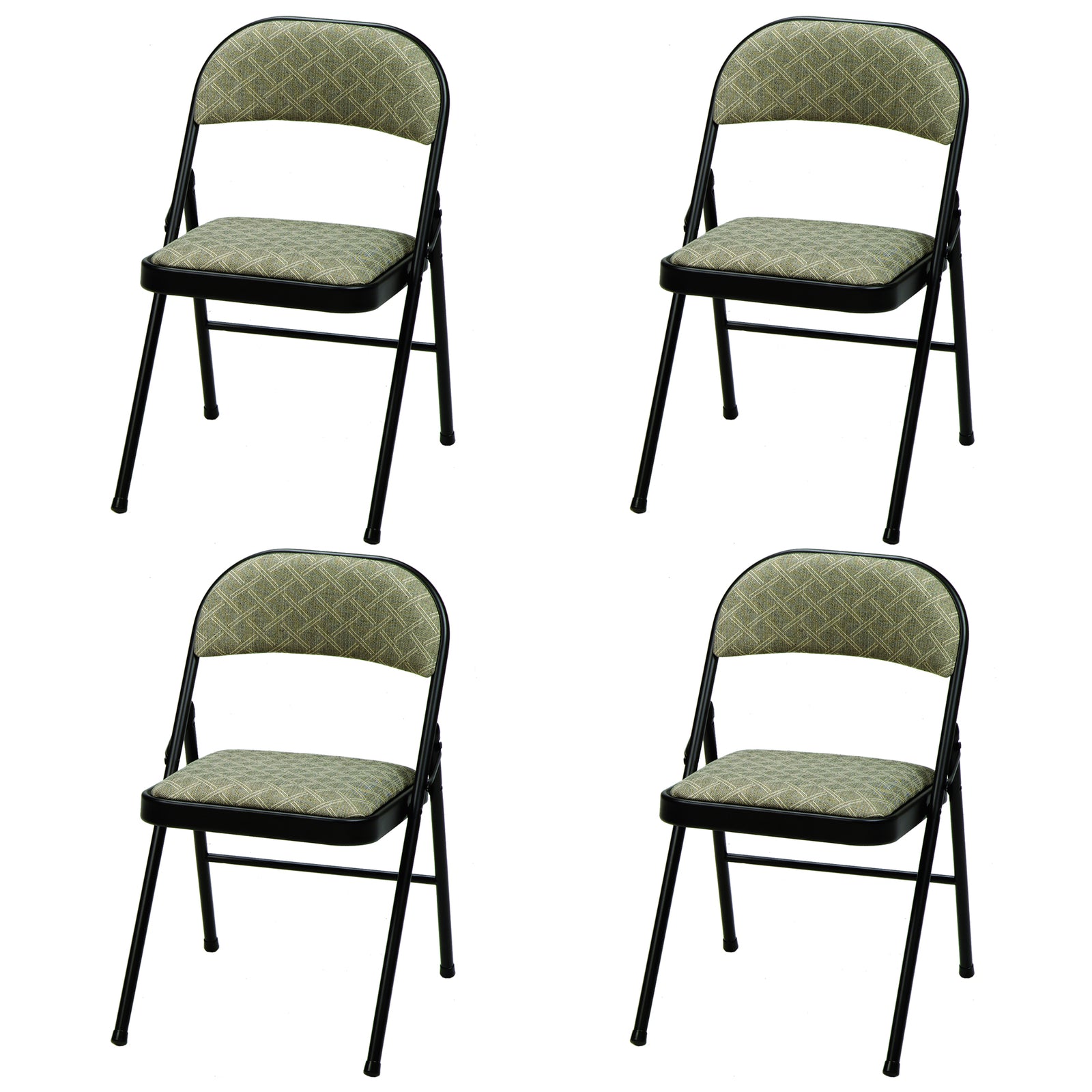 MECO Sudden Comfort Deluxe Zuni Fabric Padded Folding Chair, Black (Set of 4) - VMInnovations