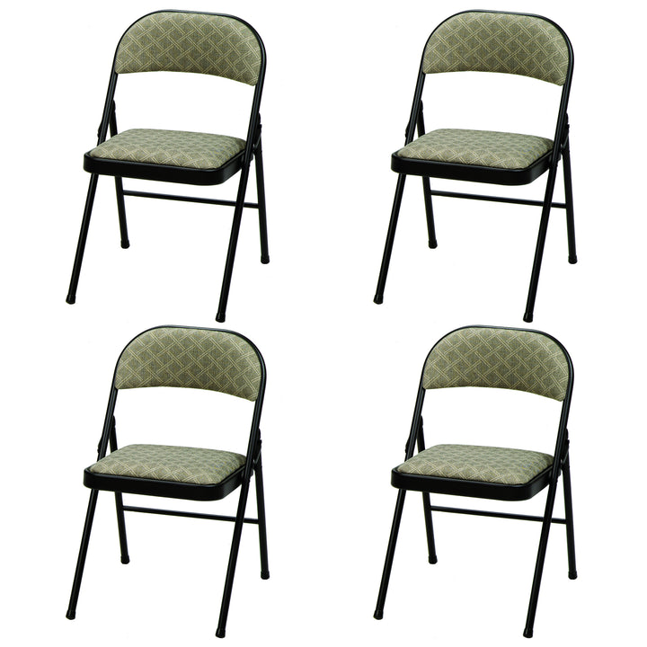 MECO Sudden Comfort Deluxe Fabric Padded Folding Chair, Black (4pc) (Open Box)