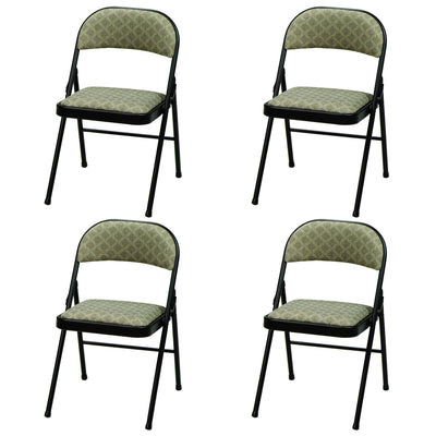 MECO Sudden Comfort Deluxe Zuni Fabric Padded Folding Chair, Black (Set of 4)