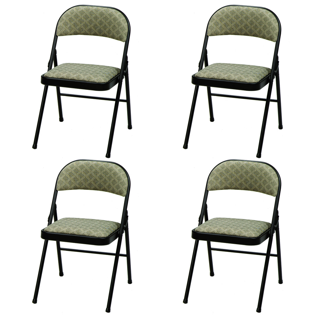 MECO Sudden Comfort Deluxe Fabric Padded Folding Chair, Black (4pc) (Open Box) - VMInnovations