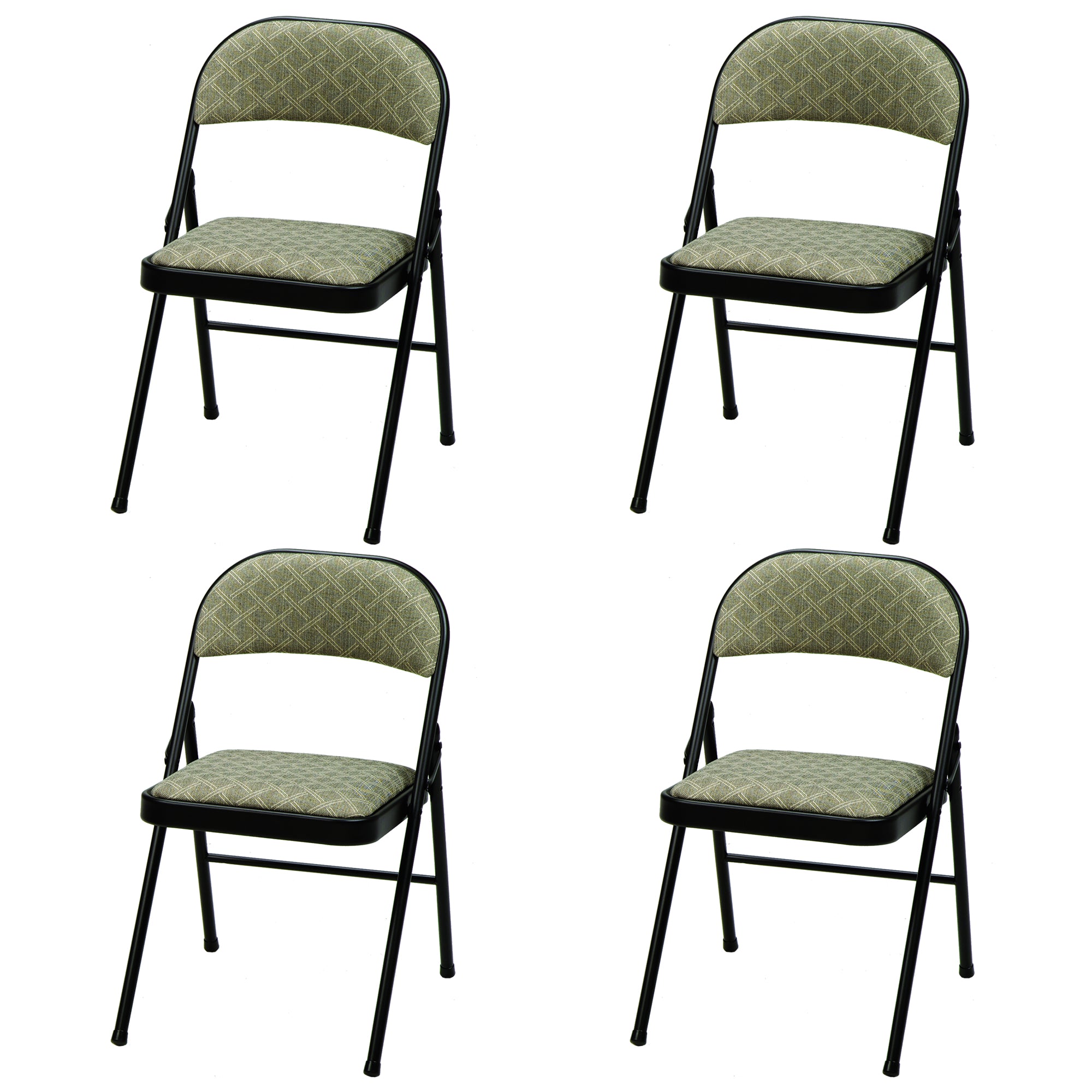 MECO Sudden Comfort Deluxe Fabric Padded Folding Chair, Black (4pc) (Open Box) - VMInnovations
