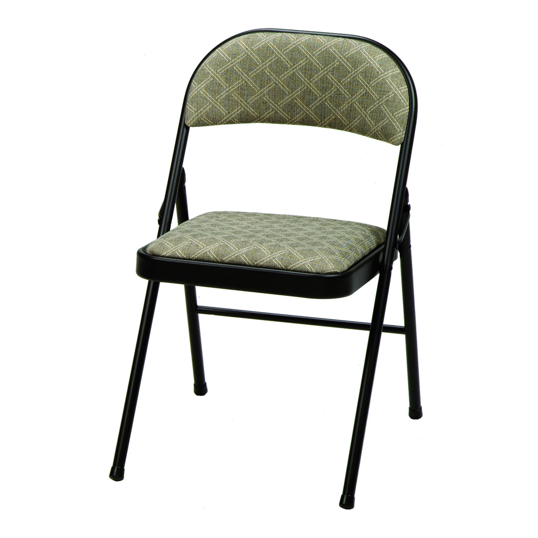 MECO Sudden Comfort Deluxe Fabric Padded Folding Chair, Black (4pc) (Open Box)