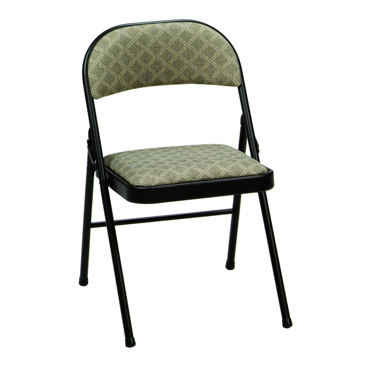 MECO Sudden Comfort Deluxe Fabric Padded Folding Chair, Black (4pc) (Open Box)