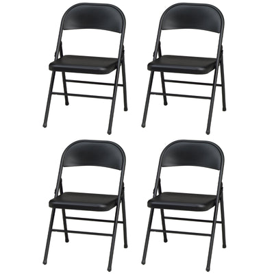 MECO Sudden Comfort All Steel Folding Chair, Black Lace(Set of 4) (Open Box)