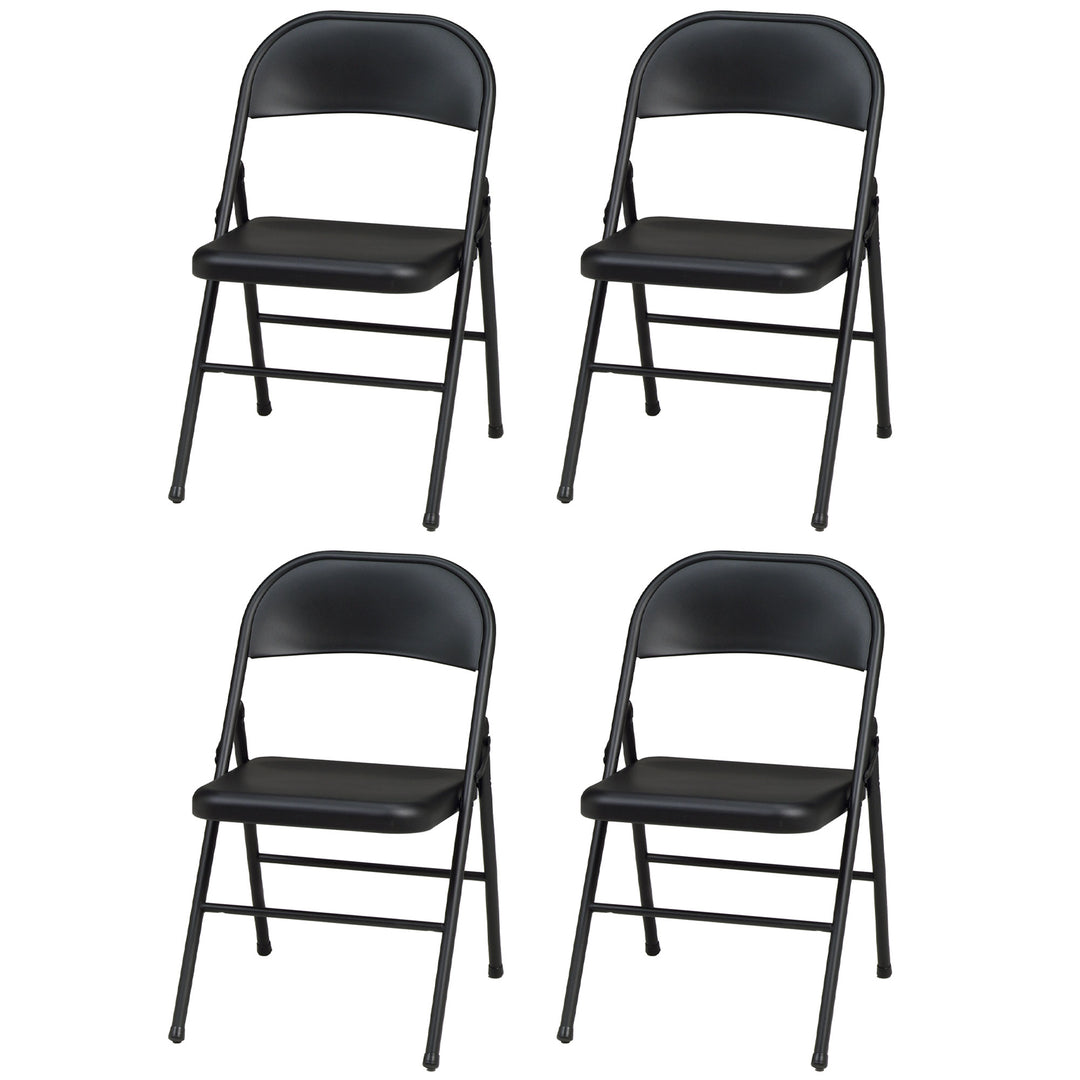 MECO Sudden Comfort All Steel Indoor Outdoor Folding Chair, Black Lace(Set of 4) - VMInnovations