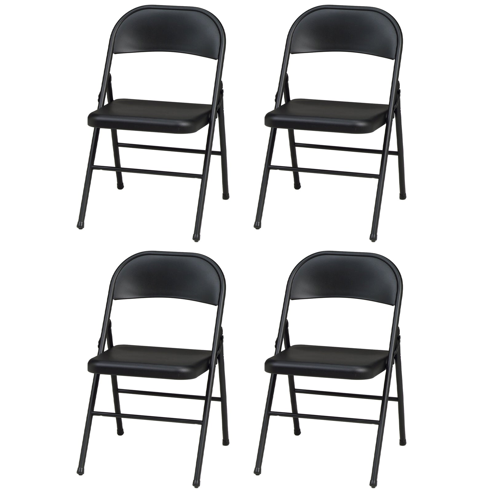 MECO Sudden Comfort All Steel Indoor Outdoor Folding Chair, Black Lace(Set of 4) - VMInnovations