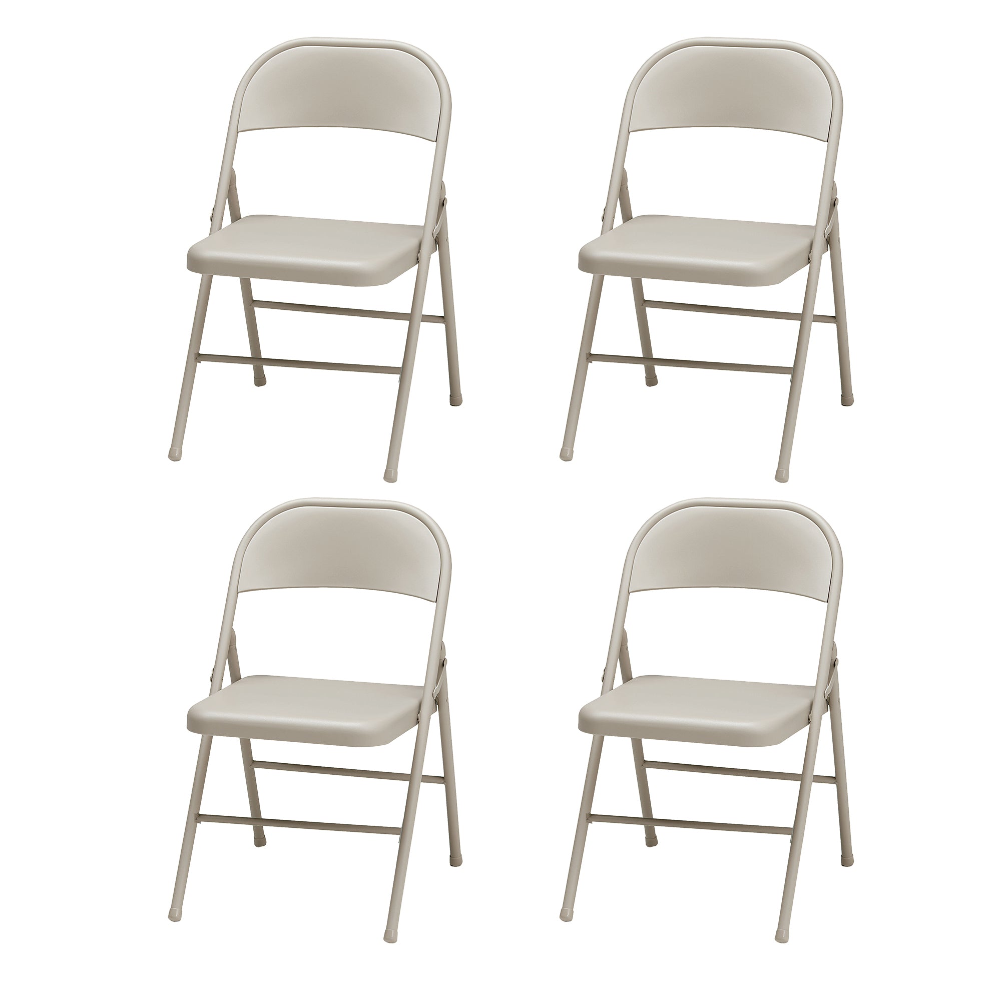 MECO Sudden Comfort All Steel Indoor Outdoor Folding Chair, Buff Lace (Set of 4) - VMInnovations