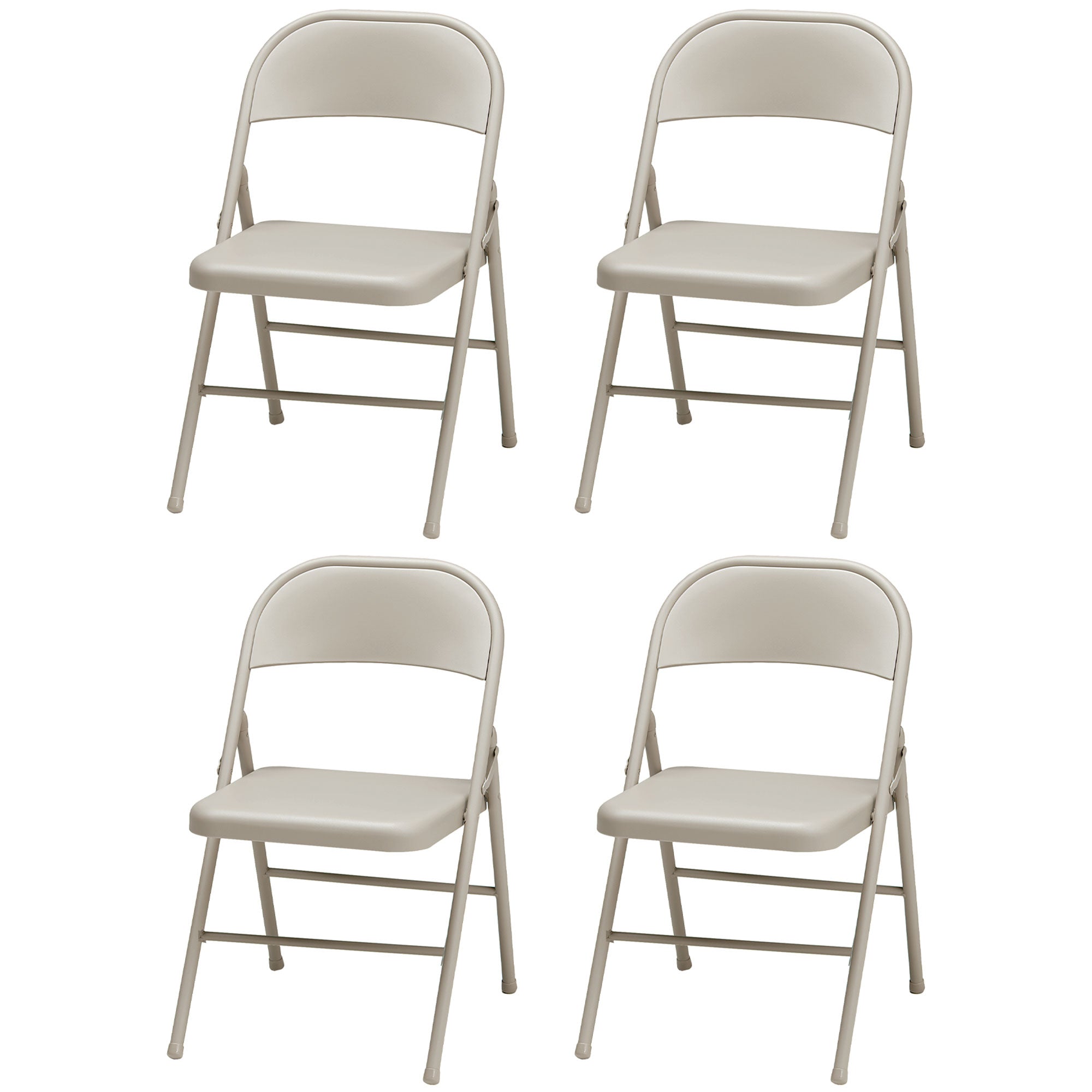 MECO Sudden Comfort All Steel Indoor Outdoor Folding Chair, Buff Lace (Set of 4) - VMInnovations