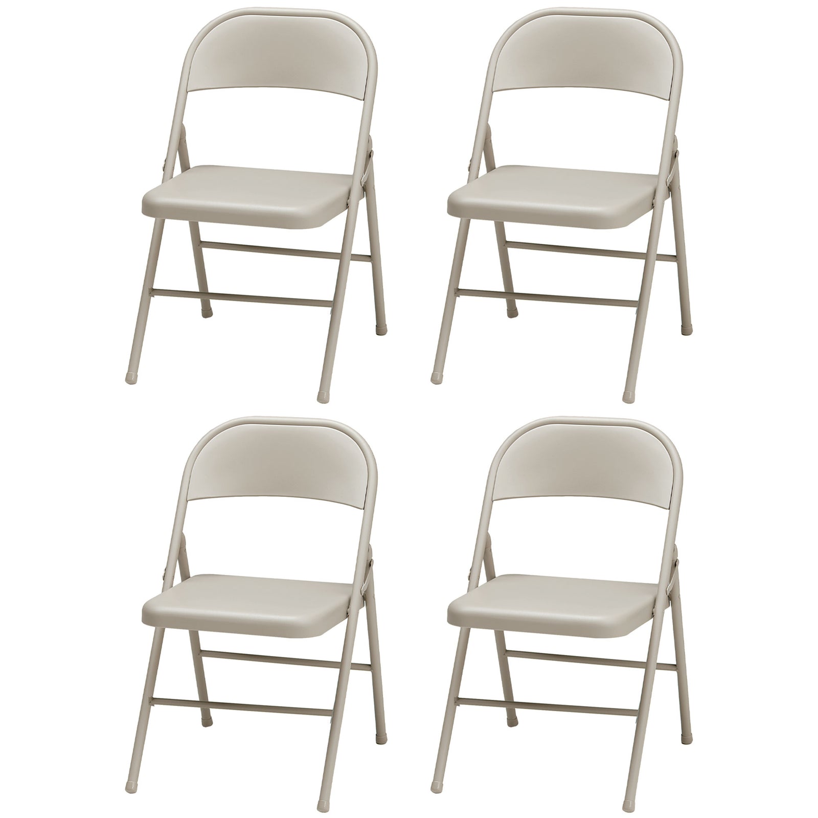 MECO Sudden Comfort All Steel Indoor Outdoor Folding Chair, Buff Lace(4pc)(Used) - VMInnovations