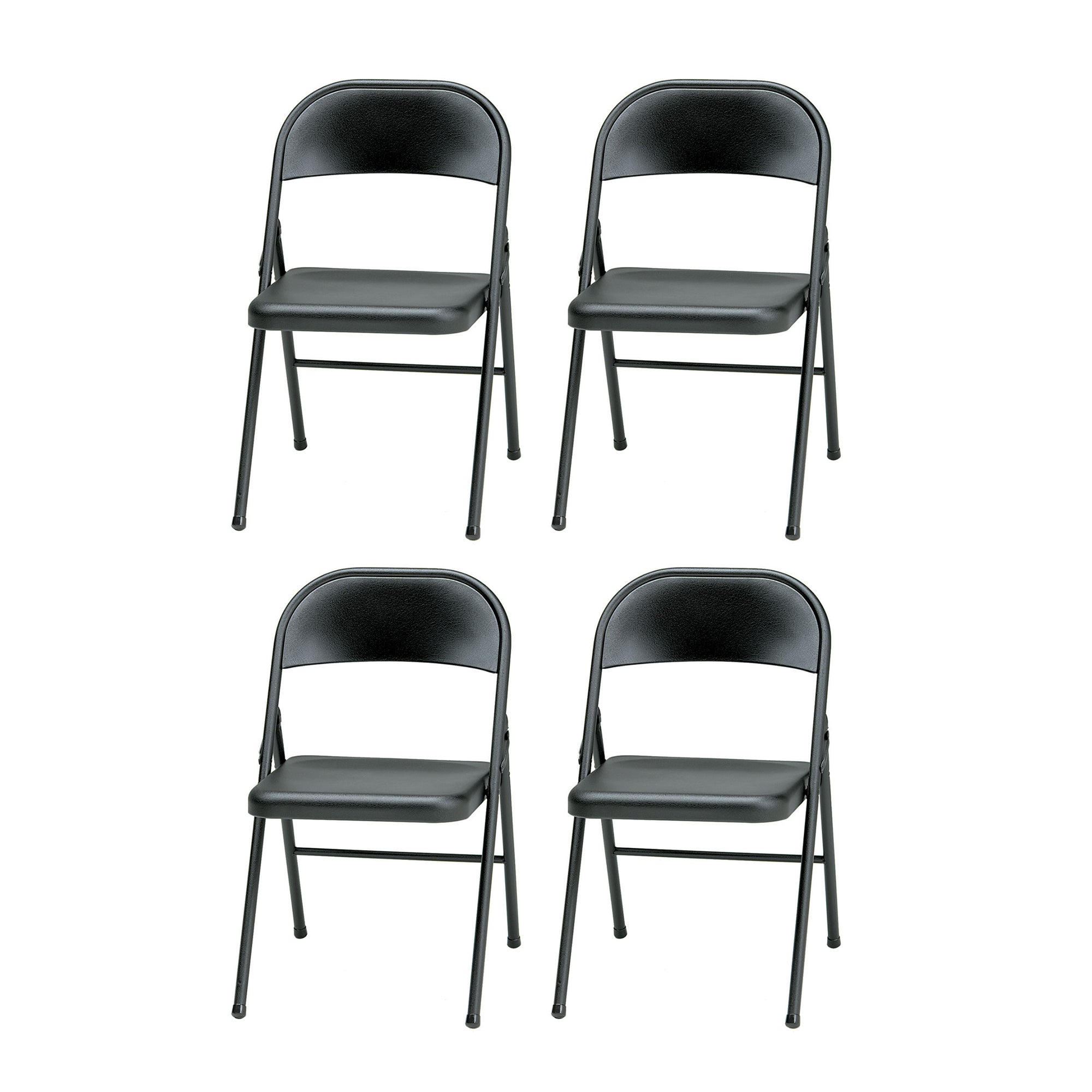 MECO Sudden Comfort All Steel Indoor Outdoor Folding Chair Set, Black (Set of 4)