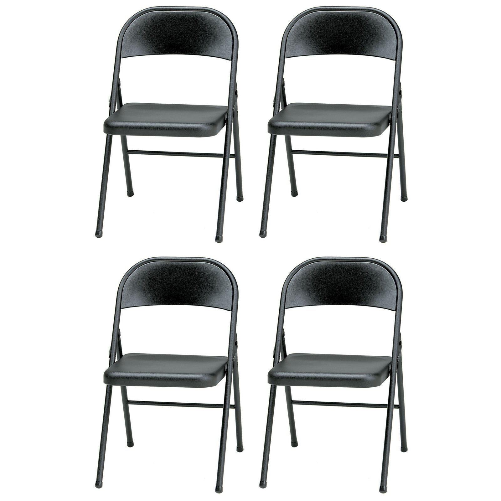 MECO Sudden Comfort All Steel Indoor Outdoor Folding Chair Set, Black (Set of 4) - VMInnovations