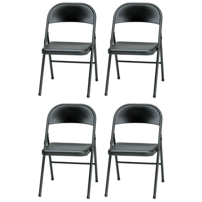 MECO Sudden Comfort All Steel Folding Chair Set, Black (Set of 4) (Open Box)