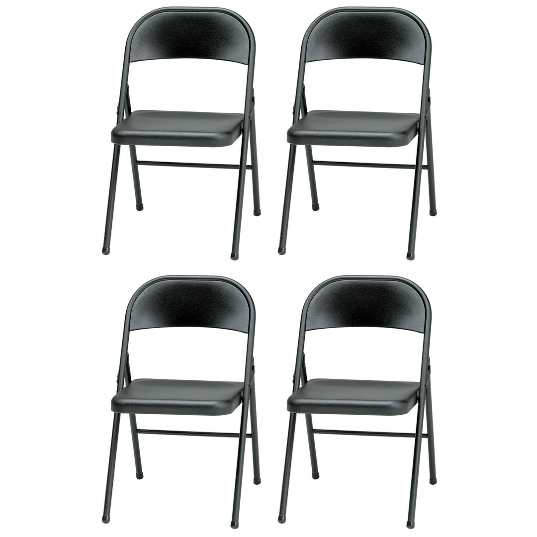 MECO Sudden Comfort All Steel Folding Chair Set, Black (Set of 4) (Open Box)