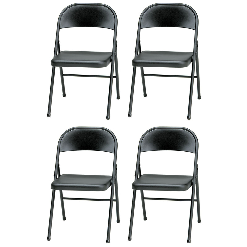 MECO Sudden Comfort All Steel Folding Chair Set, Black (Set of 4) (Open Box)