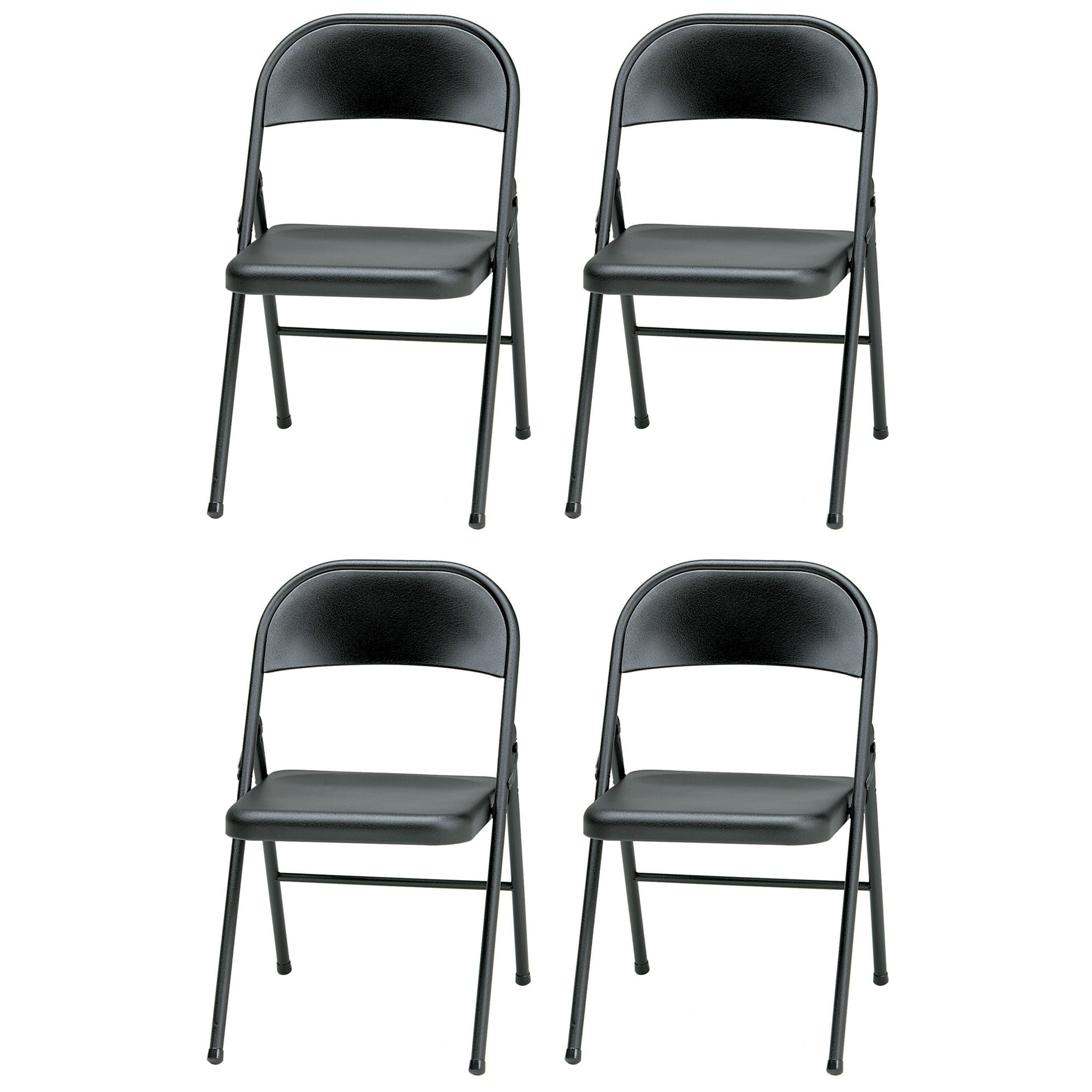 MECO Sudden Comfort All Steel Folding Chair Set, Black (Set of 4) (Open Box) - VMInnovations