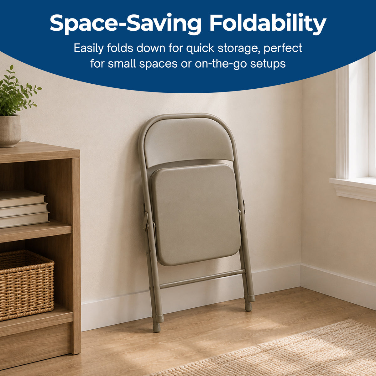 MECO Sudden Comfort Steel Folding Chair Set, Chicory Lace Frame (4Pc) (Open Box)
