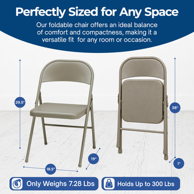 MECO Sudden Comfort All Steel Folding Chair Set, Chicory Lace Frame (Set of 4)