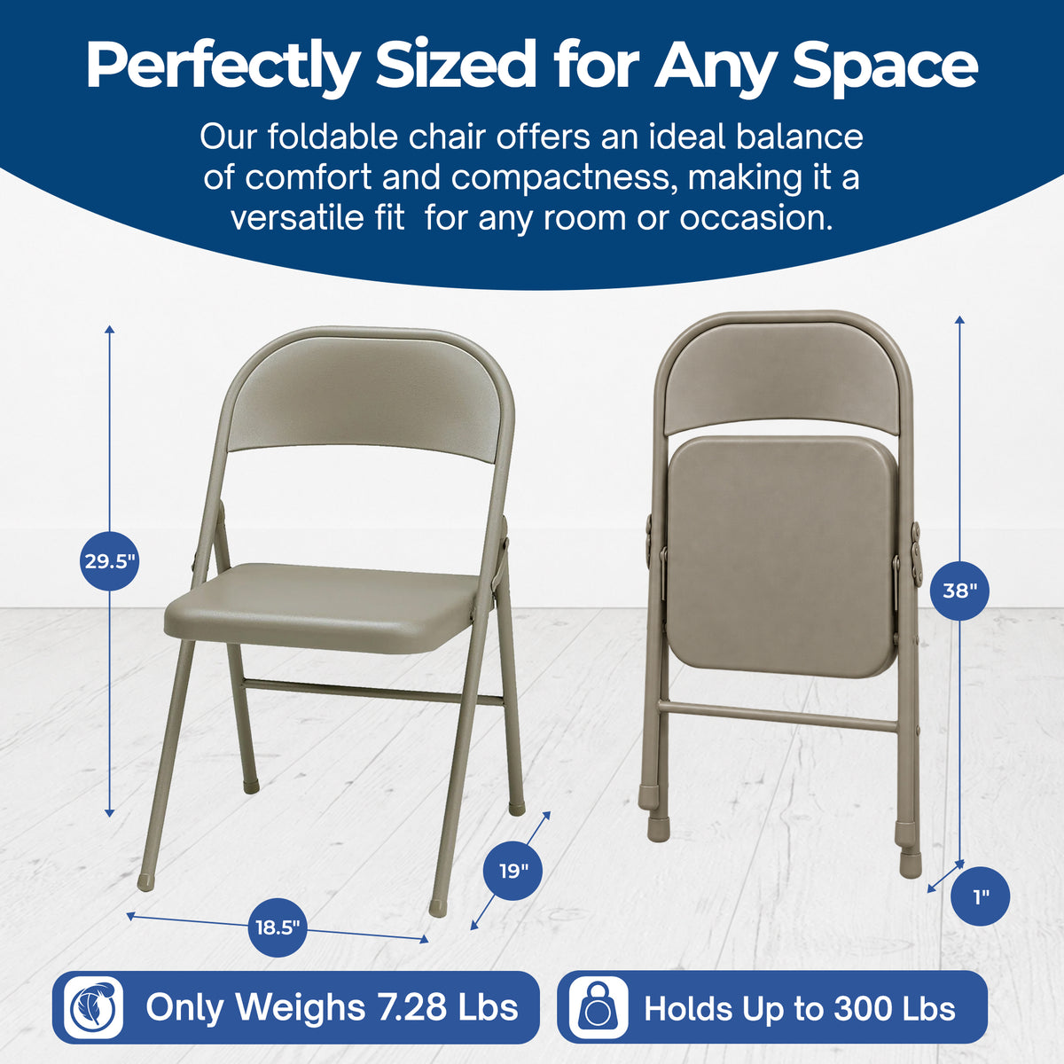 MECO Sudden Comfort Steel Folding Chair Set, Chicory Lace Frame (4Pc) (Open Box)
