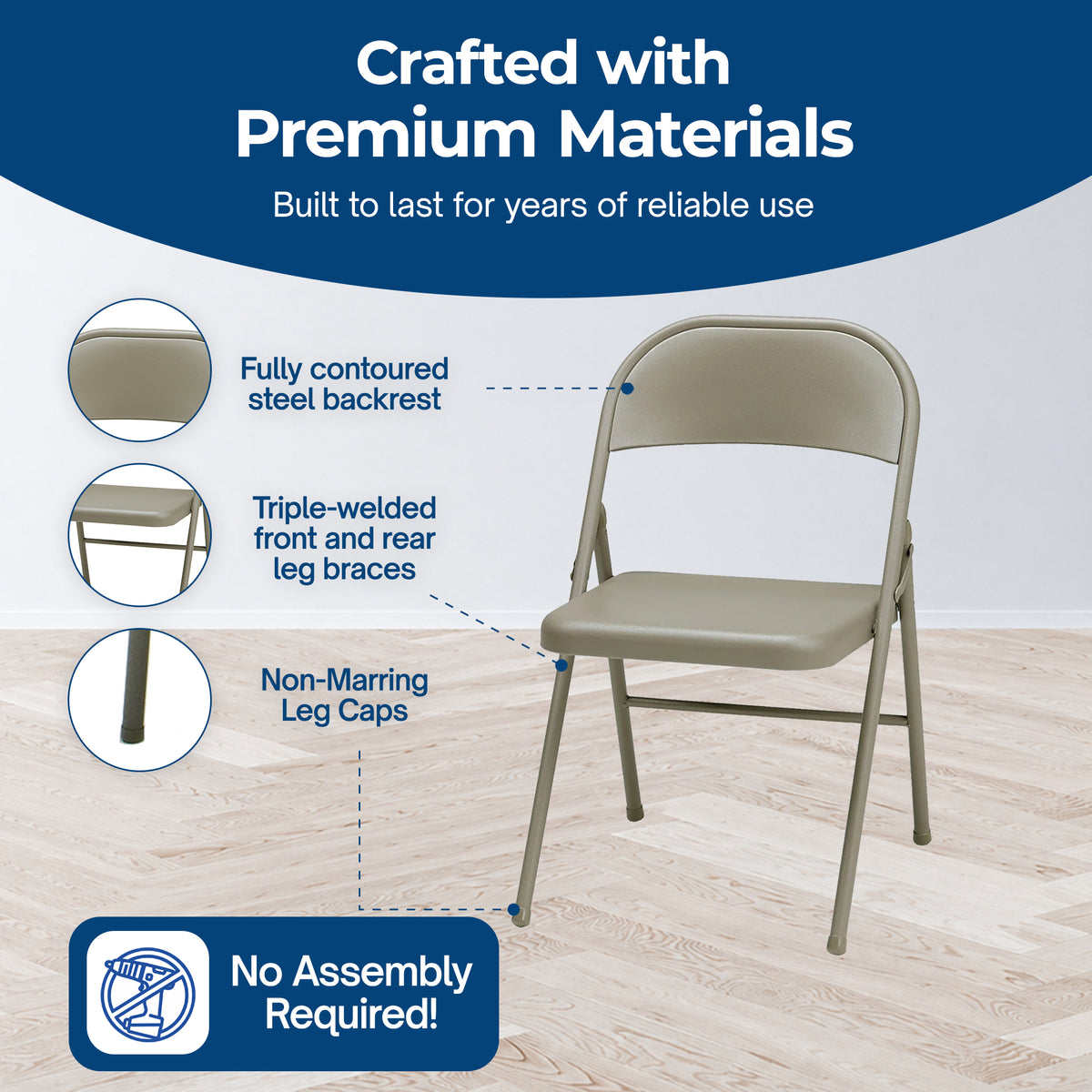 MECO Sudden Comfort Steel Folding Chair Set, Chicory Lace Frame (4Pc) (Open Box)