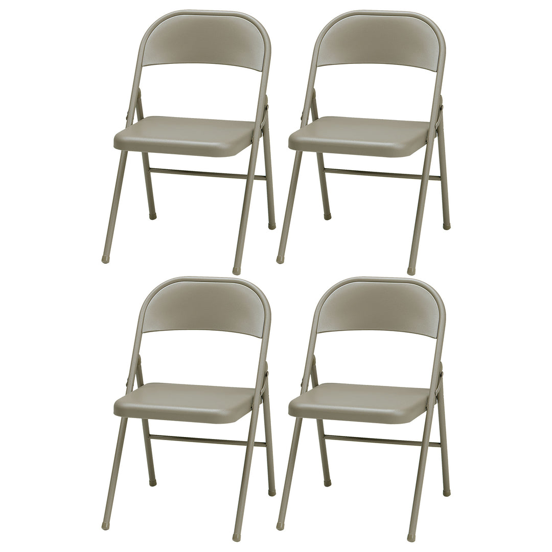 MECO Sudden Comfort All Steel Folding Chair Set, Chicory Lace Frame (Set of 4)