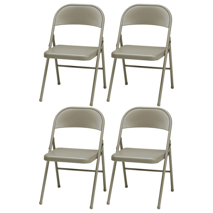 MECO Sudden Comfort All Steel Folding Chair Set, Chicory Lace Frame (Set of 4)