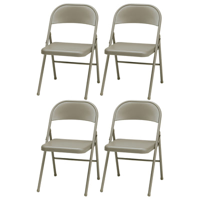MECO Sudden Comfort All Steel Folding Chair Set, Chicory Lace Frame (Set of 4)