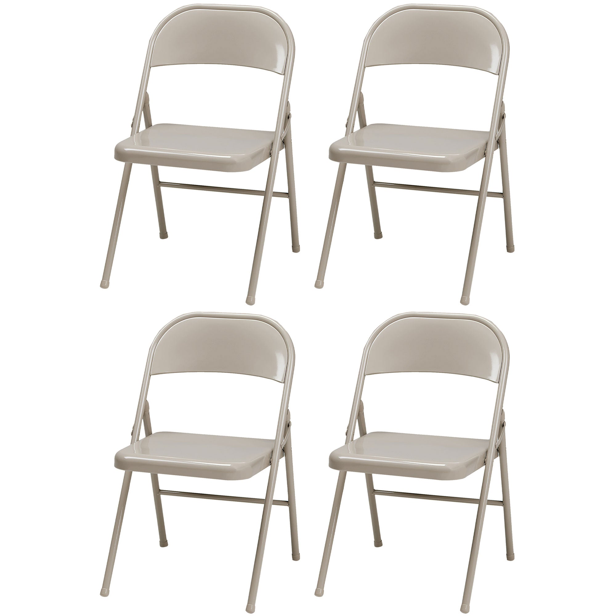 MECO Sudden Comfort All Steel Folding Chair Set, Buff (Set of 4) (Used)