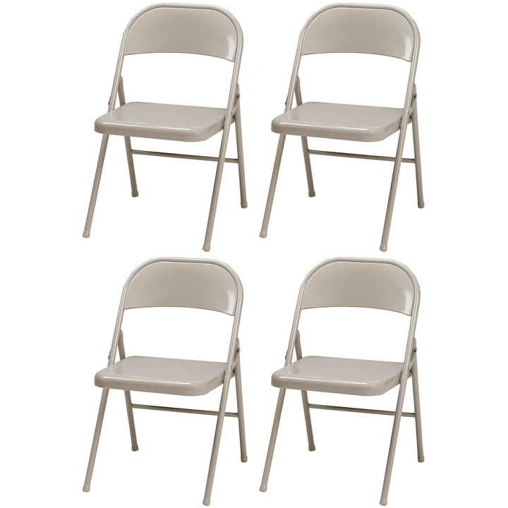 MECO Sudden Comfort All Steel Indoor Outdoor Folding Chair Set, Buff (Open Box) - VMInnovations