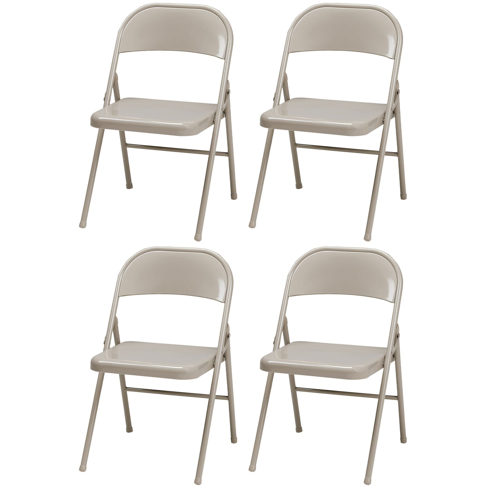 MECO Sudden Comfort All Steel Folding Chair Set, Buff (Set of 4) (Used) - VMInnovations