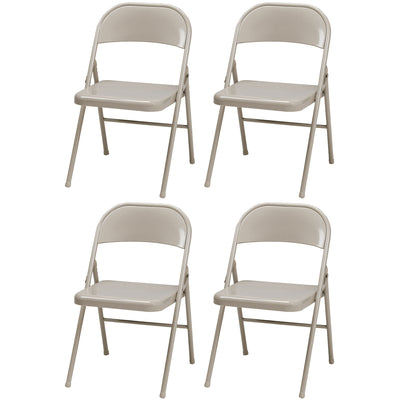 MECO Sudden Comfort All Steel Folding Chair Set, Buff (Set of 4) (Used) - VMInnovations